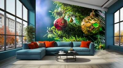 Christmas and New Year holidays greeting card background Wall mural