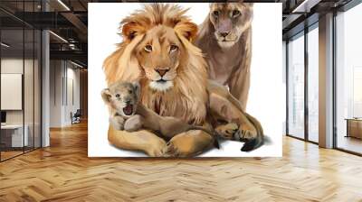 Lion pride watercolor painting Wall mural