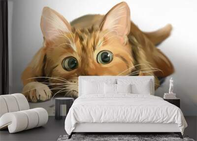 Red kitten with big eyes lying on the floor Wall mural