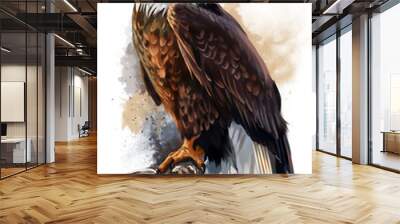 The bald eagle watercolor painting Wall mural