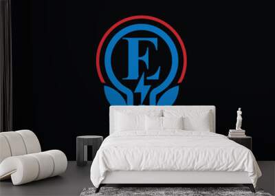 Electric Energy Bulb Logo And Letter E Wall mural