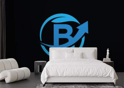 Green Leaf And Financial Symbol With Letter B Wall mural