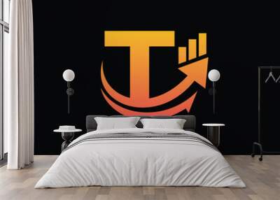 Modern Vector Financial  Symbol And Letter T Logo Wall mural