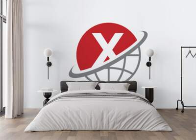 Vector Globe And Financial Symbol With Letter X Wall mural