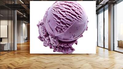 Close-up of a creamy isolated on transparency PNG background, purple scoop of berry ice cream . Delicious and refreshing frozen dessert for summer. Wall mural