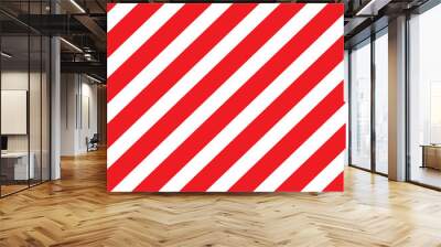 Abstract geometric diagonal striped pattern with red and white stripes. Vector background for gift wrapping. Wall mural