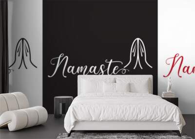 NAMASTE black vector brush calligraphy banner with swashes.  isolated on a white background. Vector illustration. EPS 10	
 Wall mural