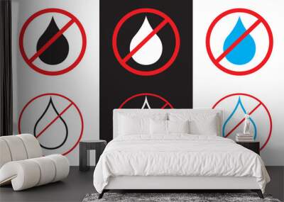 No water drop icon set.  isolated on white and black background. Vector illustration. EPS 10 Wall mural