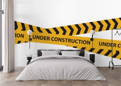 under construction tape warning banner image with isolated on white background, Under construction sign for construction site and website.  Vector illustration . EPS 10 Wall mural