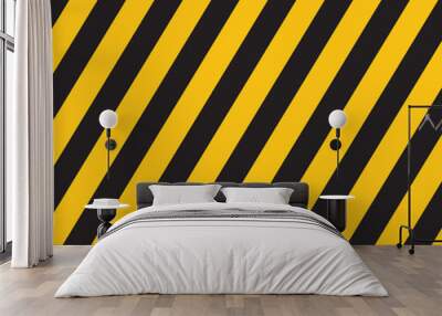 Warning yellow black diagonal stripes line. Safety stripe warning caution hazard danger road vector sign symbol.  Vector illustration . EPS 10  Wall mural