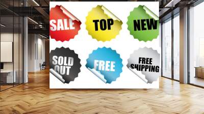 Color set of shopping stickers Wall mural