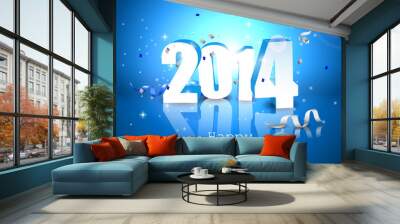 happy new year- blue greeting card Wall mural