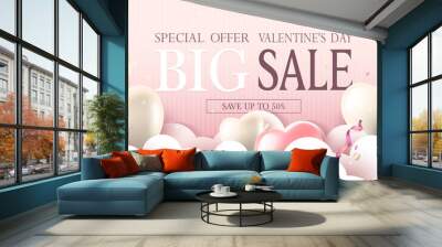 Valentine's Day Sale banner Wall mural