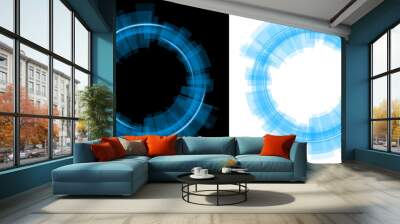 blue circle holographic futuristic with transparent background  Wall mural