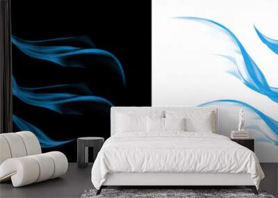 blue flame fire with black background Wall mural