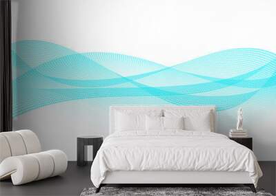 blue light wavy wave horizontal small triangle pattern white background Wall mural