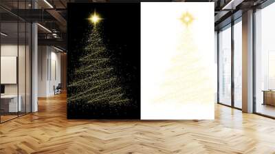 christmas tree with star sparkle particle yellow transparent background Wall mural