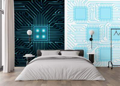 Circuit board background. Electronic computer hardware technology transparent background Wall mural