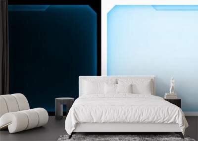 futuristic interface frame blue with holographic glow design transparen background Wall mural