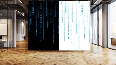 hacker background with blue binary bit code streaming down or falling down transparent background Wall mural