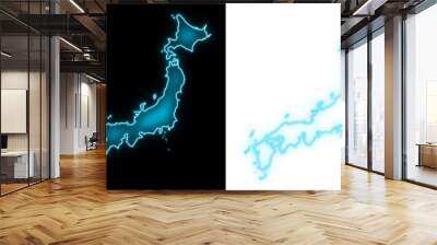 japan map blue light digital hologram futuristic transparent background Wall mural