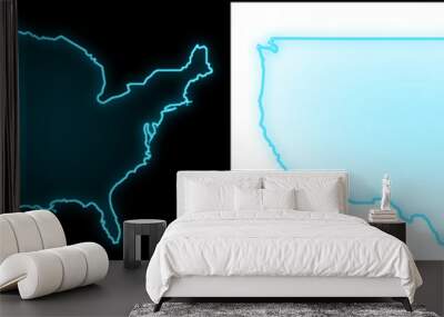 united state of america map blue light futuristic transparent background Wall mural