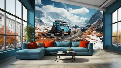 man driving on a mountain Wall mural