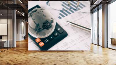 Stock Market Finance Account Report on the desk. Wall mural