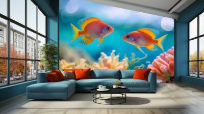 fish in aquarium coral reef and fish coral, fish, reef, water, ocean..fish, sea, underwater, water, ocean, fish Wall mural