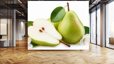 Organic Green Pears Featuring Leaf and Flower: Pure Nature's Bounty