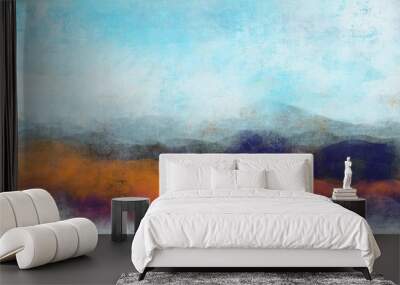 Abstract painterly landscape, imaginative blurred soft focus natural organic forms in hand painted artwork Wall mural