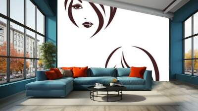 Hair stile icon, the girl's face Wall mural