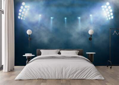 Bright stadium arena lights and smoke	 Wall mural