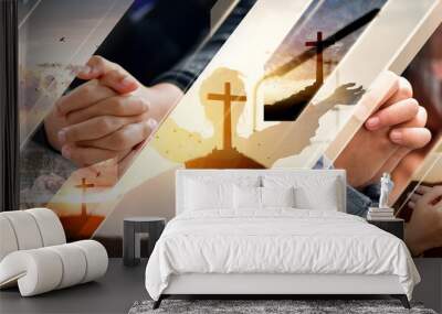 Christian Religion concept background. card design template.	 Wall mural