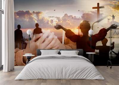 Christian Religion concept background. card design template.	 Wall mural