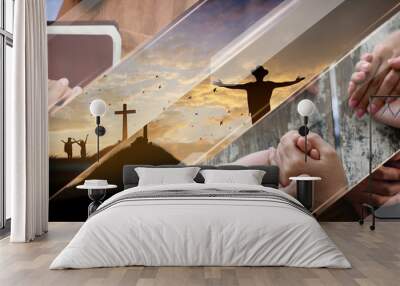 christian religion concept background. card design template. Wall mural