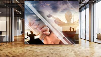 Christian Religion concept background. card design template.	 Wall mural