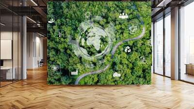 Environmental technology concept. sustainable ESG modernization development by using technology of renewable resources Wall mural