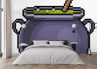 Pixel art halloween potion cauldron item for 8bit game on white background
 Wall mural