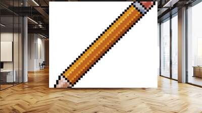 Pixel art pencil icon for game 8bit white background Wall mural