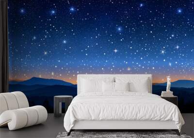 Night dark sky starry mountains milky way background Wall mural