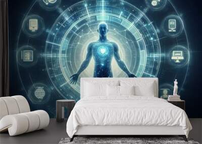 The Modern Technological Vitruvian Man Wall mural