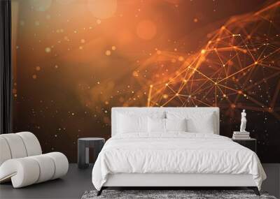 abstract background with a network grid and particles connected Wall mural