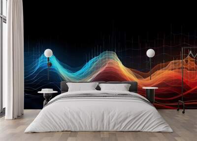 Abstract wavy background resembling a digital equalizer display Wall mural