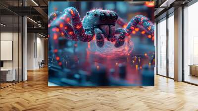 Cyberpunk Spider 3D Illustration Wall mural