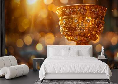 Golden Chalice with Ornate Details - Illustration Wall mural