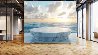 Marble Platform Over Ocean Horizon Illustration Wall mural