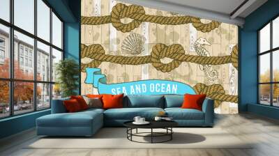 Marine background with ribbon Wall mural