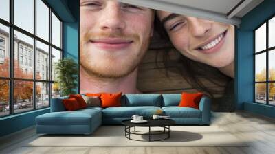 Romantic close-up portrait of a young couple in love for spring collection
 Wall mural