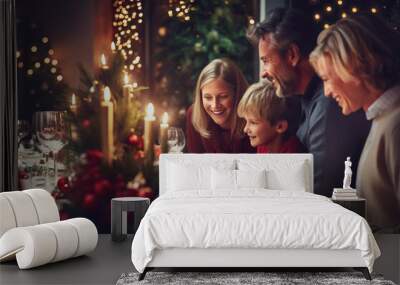 A photo of family on Christmas diner Wall mural